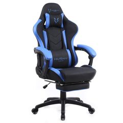 Cadeira Gamer Husky Gaming Tempest 500 Preto e Azul Com Almofadas Descanso Para Pernas Retrátil Reclinável HGMA081