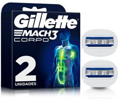 Carga para Aparelho Gillette Mach3 Corpo com Barras de Gel Umectantes Depilação Corporal para Homens 2 Unids