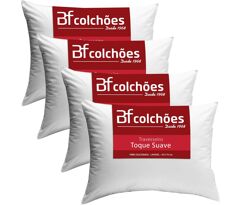 Kit 4 Travesseiros 50x70cm Antialérgico Lavável Fibra Siliconada Macio BF Colchões