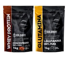 Kit: Whey Protein Concentrado 1kg + Glutamina 1kg SOLDIERS NUTRITION