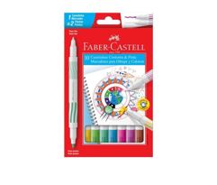 Caneta Hidrográfica Ponta Dupla Faber-Castell 10 Cores Contorna & Pinta