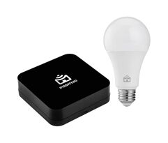 Controle Remoto Universal Preto + Lâmpada LED Bulbo 9W Branca + Smart Lâmpada RGB Bivolt E27 Positivo