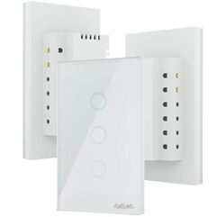 Interruptor Paralelo Inteligente 3 Way KaBuM! Smart 500 Branco Controle via Aplicativo Três Botões Caixa com 3 KBSA012