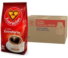 Pacote de Café Torrado e Moído 3 Corações Extra Forte de 500g 10 unidades