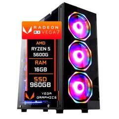 Pc Gamer Fácil Amd Ryzen 5 5600G 16GB SSD 960GB Radeon Vega 7 Graphics Windows 10 DDR4 3000mhz Fonte 500w
