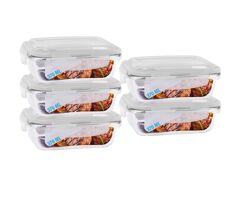 Conjunto 5 Potes Vidro Hermético Mantimentos Marmita 370ml PRATICASA