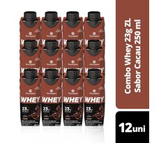 Pack de Whey Zero Lactose Cacau 23g Piracanjuba 250ml 12 Unidades