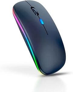 Mouse Sem Fio Recarregável Wireless RGB LED – Design Ergonômico Silencioso