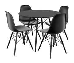 Mesa de Jantar 4 Cadeiras Redonda Preto Empório Tiffany Eames