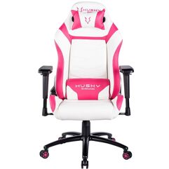 Cadeira Gamer Husky Gaming Avalanche Rosa e Branco Com Almofadas Reclinável Descanso de Braço 3D HAV-PW