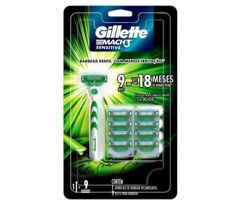 Kit Aparelho de Barbear Gillette Mach3 Sensitive + 9 Cargas