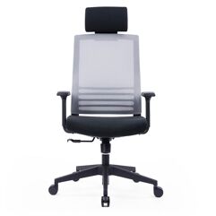 Cadeira Office KABUM! essentials CE350 Cinza Clara com Encosto De Cabeça Fixo Cilindro De Gás Classe 3 Base Em Nylon KECE350CZC