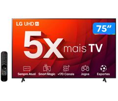 Smart TV 75” 4K UHD LED LG 75UR8750 Wi-Fi Bluetooth Alexa 3 HDMI IA Matter