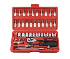 Maleta Kit Chaves Jogo Catraca Reversível Soquetes 46 Peças