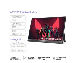 Monitor Portátil Gamer FHD ARZOPA 16.1" 144hz sRGB