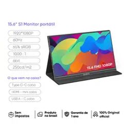 Monitor portátil 1080P FHD, tela IPS 16:9, corpo de metal, com capa de couro, mini HDMI tipo C, alto-falantes, para Mac /Laptop/PC/Phone/Xbox/Switch/PS