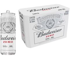 Cerveja Budweiser Zero sem Álcool Malte 8 Unidades Lata 350ml