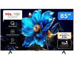 Smart TV 85" TCL 4K UHD QLED 85P7K Google TV AiPQ Google Assistente 3 HDMI 1 USB
