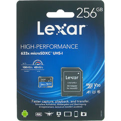 Cartão de memória Lexar High-Performance 633x microSD 256GB UHS-I (U3) V30