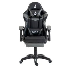Cadeira Gamer Rise Mode X06 Ângulo Ajustável Até 120Kg Apoio Para os Pés Retrátil Preto e Cinza RM-CG-X06-BG