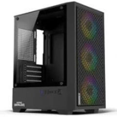 Gabinete Gamer Ninja Tessen Mid Tower Vidro Temperado M-ATX Com 3 Fans Rainbow Preto GN-CS-MTBSF