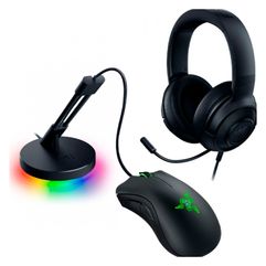 Kit Gamer Razer Game on Mouse Deathadder Essential 6400 DPI + Headset Kraken X Lite + Mouse Bungee V3 Chroma