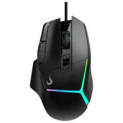 Mouse Gamer Rise Mode Laser Pro Black RGB 16000 DPI 10 Botões