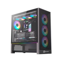 Gabinete Gamer Kalkan Hakon Pro E-ATX Sem Fans Lateral em Vidro Temperado